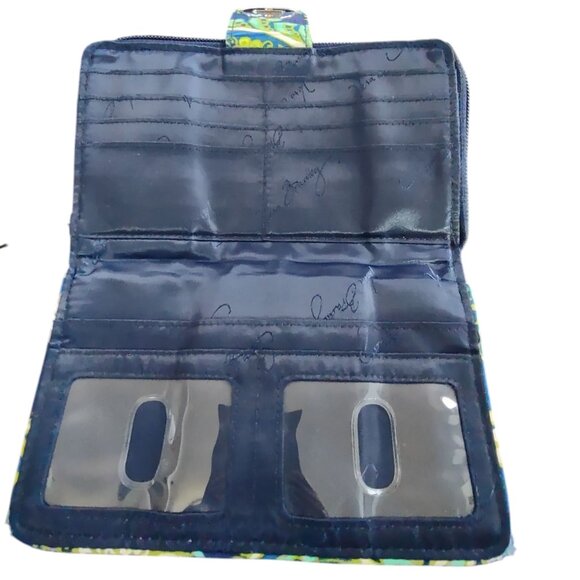 Vera Bradley Retired Rhythm & Blues Turn lock Quilted Wallet - Picture 7 of 15